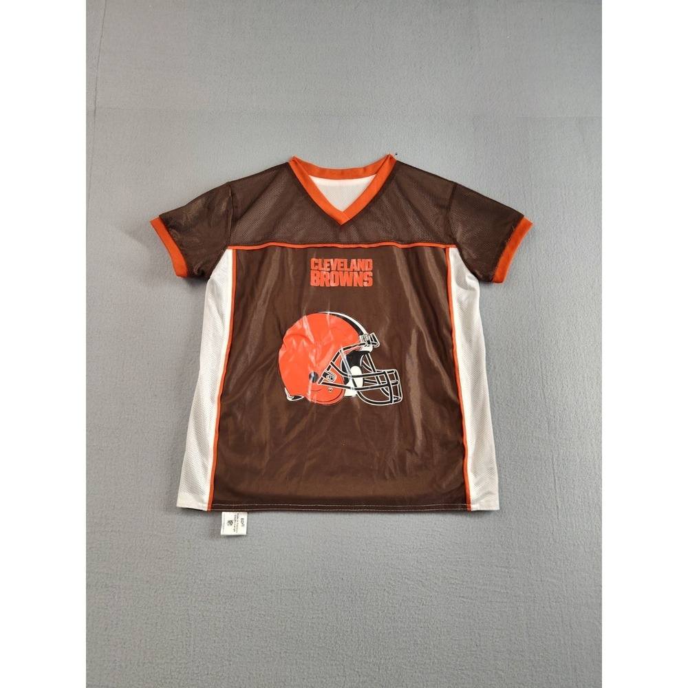 NFL Youth Football Jersey L Brown White Cleveland Browns Reversible Short Sleeve